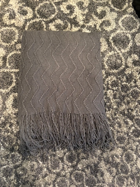 Decorative Knitted Acrylic Throw Blanket | Dark Grey