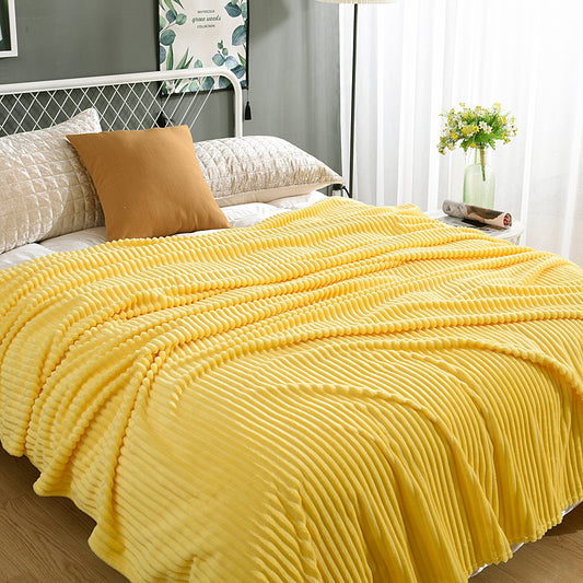 Fleece Super Soft Plush Stripe Throw Blankets | Yellow