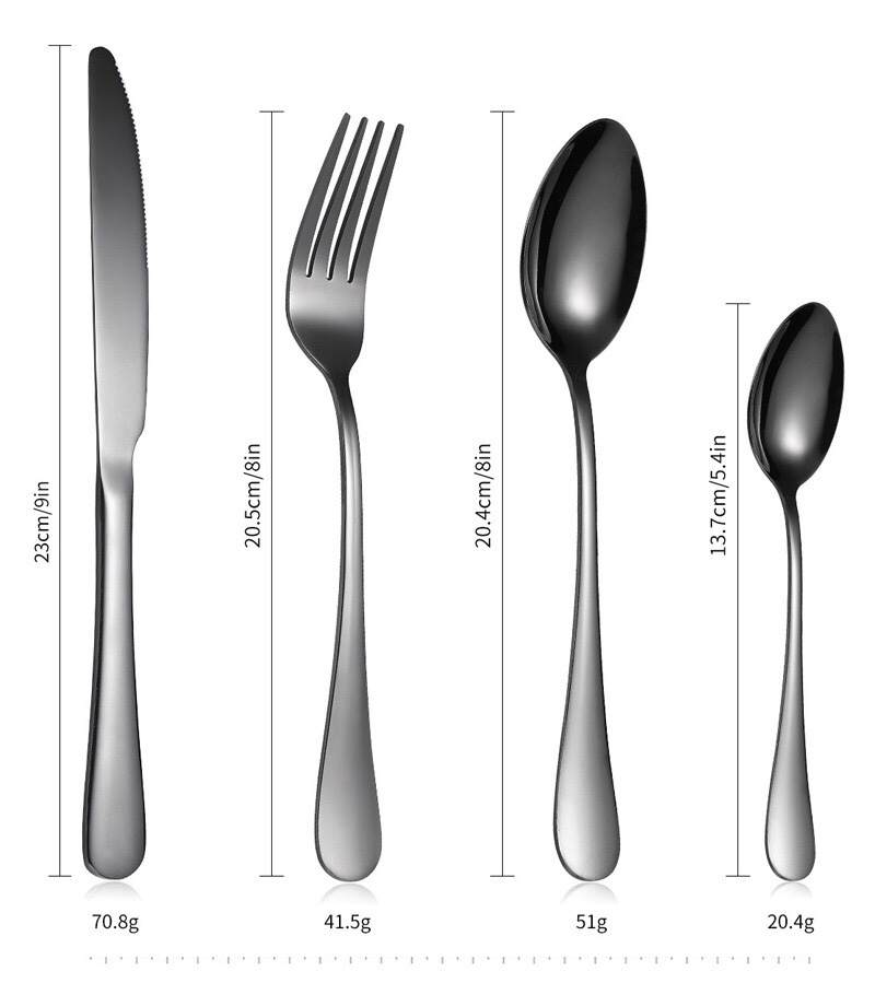 16 Piece Black Flatware Set, Stainless Steel, Service for 4