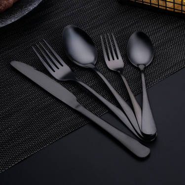 16 Piece Black Flatware Set, Stainless Steel, Service for 4