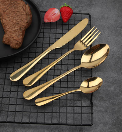 16 Piece Gold Flatware Set, Stainless Steel, Service for 4