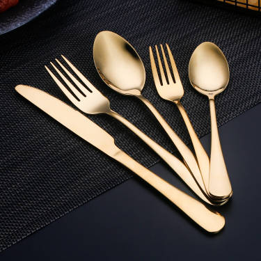 16 Piece Gold Flatware Set, Stainless Steel, Service for 4