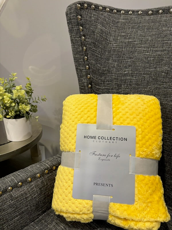 Copy of Fleece Super Soft Plush Popcorn Throw Blankets | Yellow