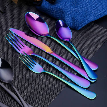 16 Piece Rainbow Flatware Set, Stainless Steel, Service for 4