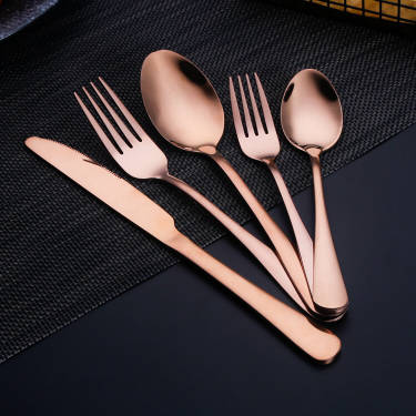 16 Piece Rose Gold Flatware Set, Stainless Steel, Service for 4